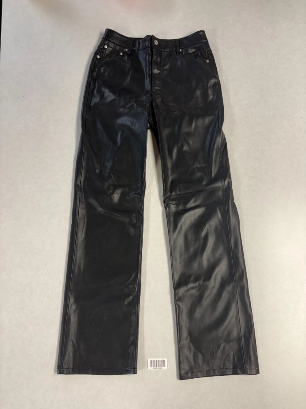 Zara Womens Faux Leather High Rise Relaxed Straight Leg Pants Black Size 6